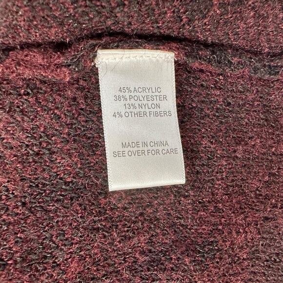 Fortune + Ivy Houndstooth Cardigan Sweaters Women's Small Burgundy/Black Long - Picture 6 of 7